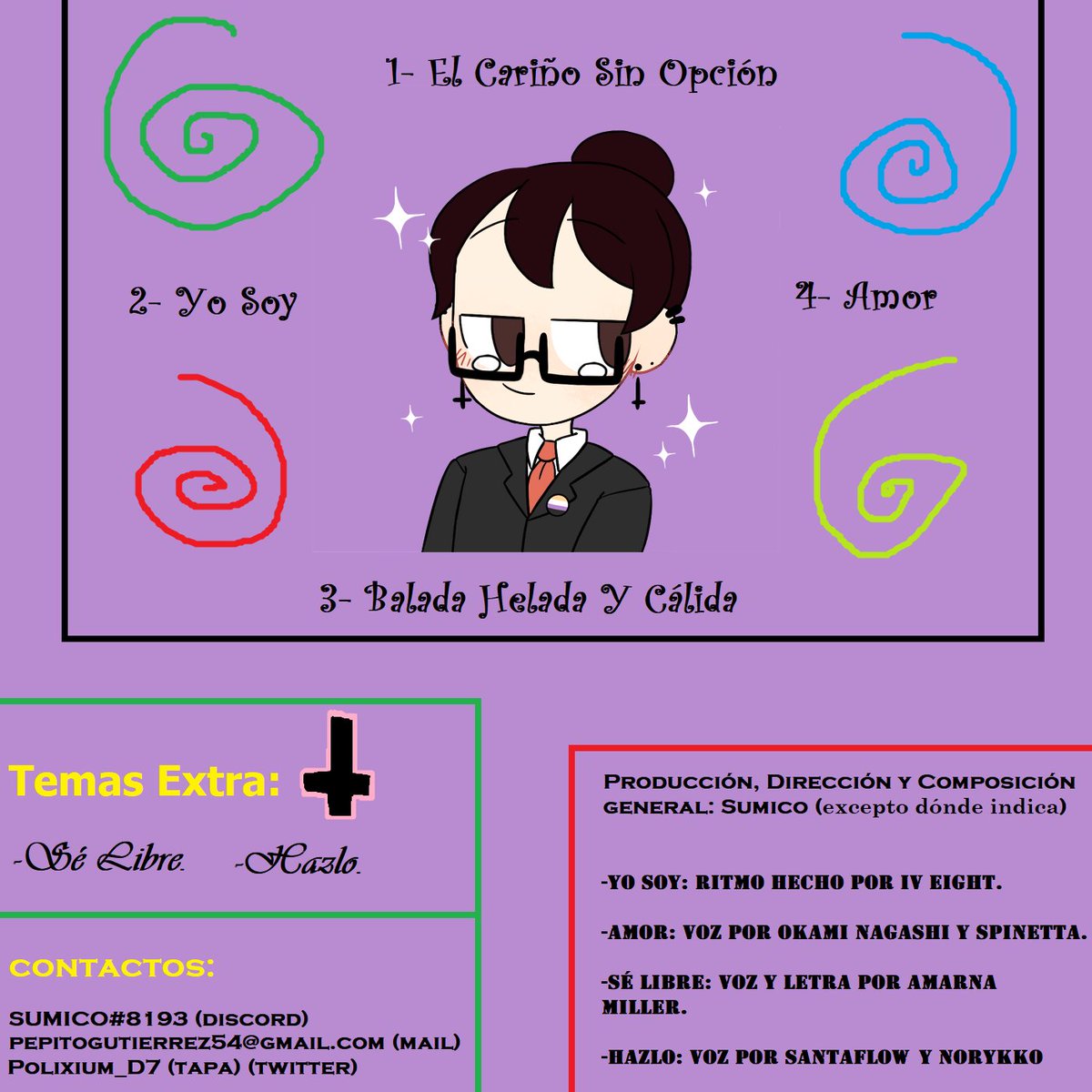 Con esto, me doy un descanso definitivo de todo contenido, y les regalo algo muy lindo por Navidad, gracias a <a href="/Polixium_D7/">⋯ Polixium (FireworksEdition) ̚ 💎🍀🥃🕊️🇲🇽☕🍔🌱</a> por la portada, links para el álbum:

soundcloud.com/sumicomusic/se…

sumicomusic.bandcamp.com/album/la-serie…

youtu.be/bCzb4-PLOEQ

Fav y RT para amarme.