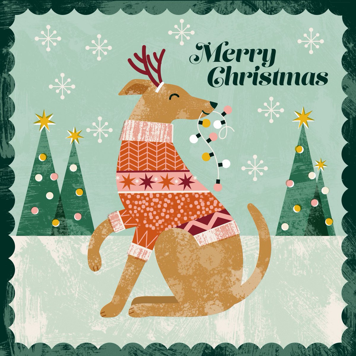 Hope you have as merry a Christmas as possible 😊 Thinking about anyone on their own this year 💕 #Christmas2020 #Illustration #whippet