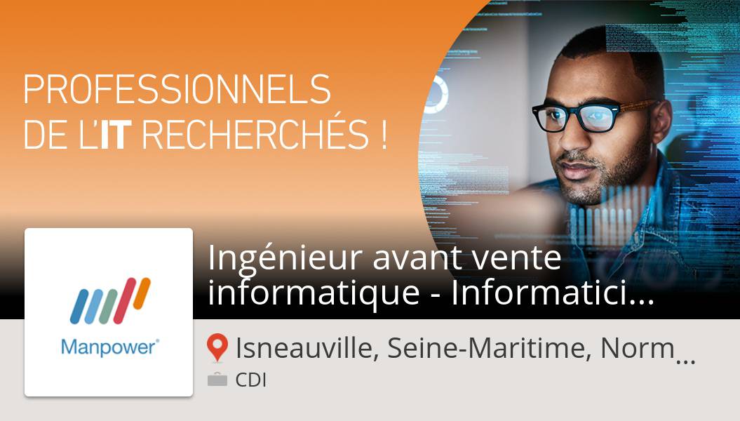 BrigittePotie's tweet photo. #ManpowerFrance recrute un(e) #Ingénieur avant vente #informatique - Informaticien avant-vente (H/F) #IsneauvilleSeineMaritimeNormandie, postulez dès maintenant ! #job https://t.co/R1dGysTQfb https://t.co/JH1bFrmXFp