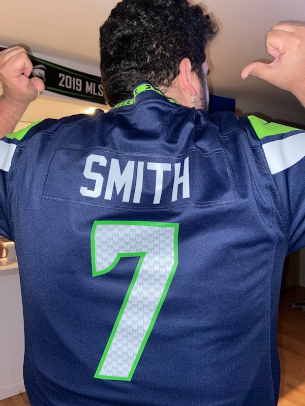 _TheSportsBar's tweet photo. The @GenoSmith3 era has begun in the podcast studio! For Christmas the lady got me the perfect gift! Now for the virus needs to blow over and get this bad boy autographed at training camp! Lets Go Hawks!! https://t.co/T7d2fMCZer