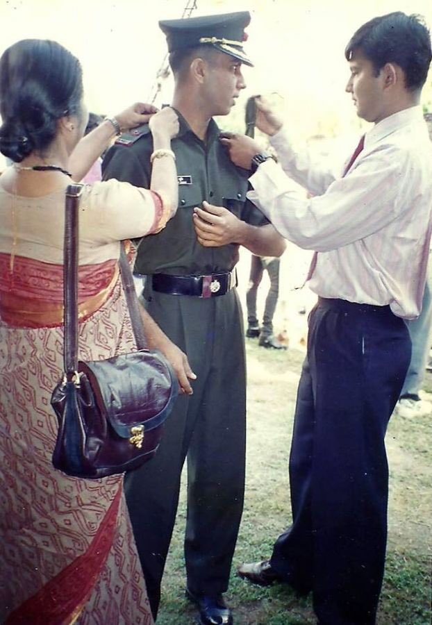 accept it. He has been an inspiration to so many. Even though his life was short, it was meaningful,"(Capt Haneef's mother and brother at his passing out parade at the IMA in Dehradun two years before his martyrdom. He was the youngest officer of the battalion during the war.)