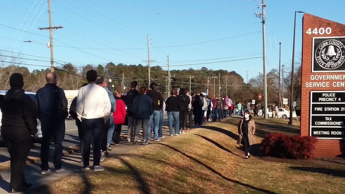 5:30pm: I was 0-for-3 so far, but I needed to try one last time. Went to the website listed on the sign and eventually found an open polling place 20 minutes away — of course, if by car.5:50pm: When I finally found a place to early vote, the line was over an hour long.