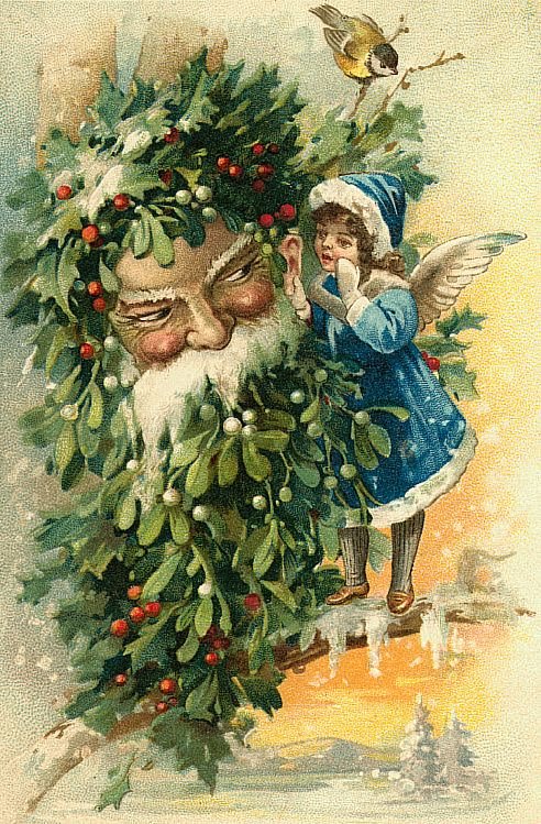 A Victorian-era German 'Father Christmas' with a foliage beard.