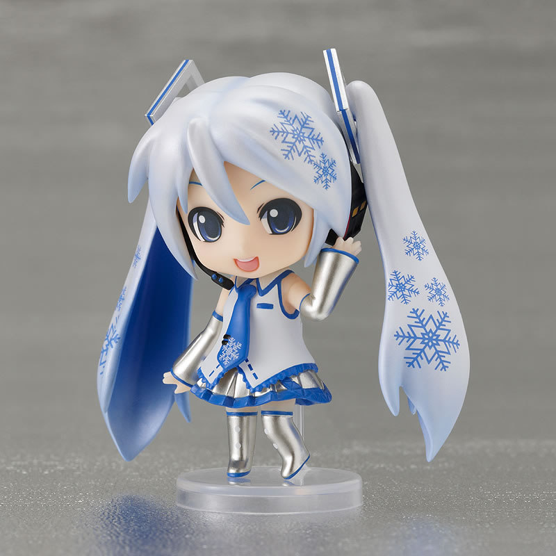 a thread of the evolution of snow miku nendoroids cause its christmas! here we have the first snow miku nendoroid petite from 2010!