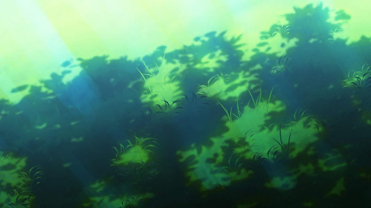 7. tambah lagi ambience cahaya dari atas lagi , (ini sesuai selera ya ) disini kalo bisa pake warna yang saturated dan gelap ya !atau kalian bisa tambaha beberapa ray light kaya yang di gamabr rumput