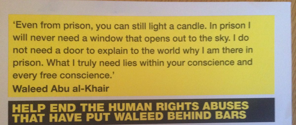 My thoughts on this  #ChristmasEve are with  @WaleedAbulkhair, a human rights lawyer who is in prison for defending others. He was arrested on 15 April 2014 and serves 15 years in prison.  #FreeWaleed