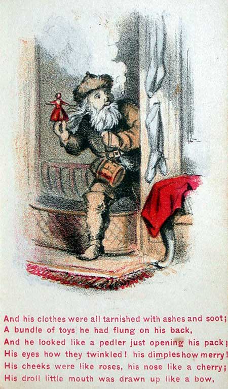 St Nicholas/Santa Claus before Thomas Nast—illustrations to Moore's 'Night Before Christmas' by Louis Prang, 1864:  https://www.americanantiquarian.org/Exhibitions/Christmas/prang.htm