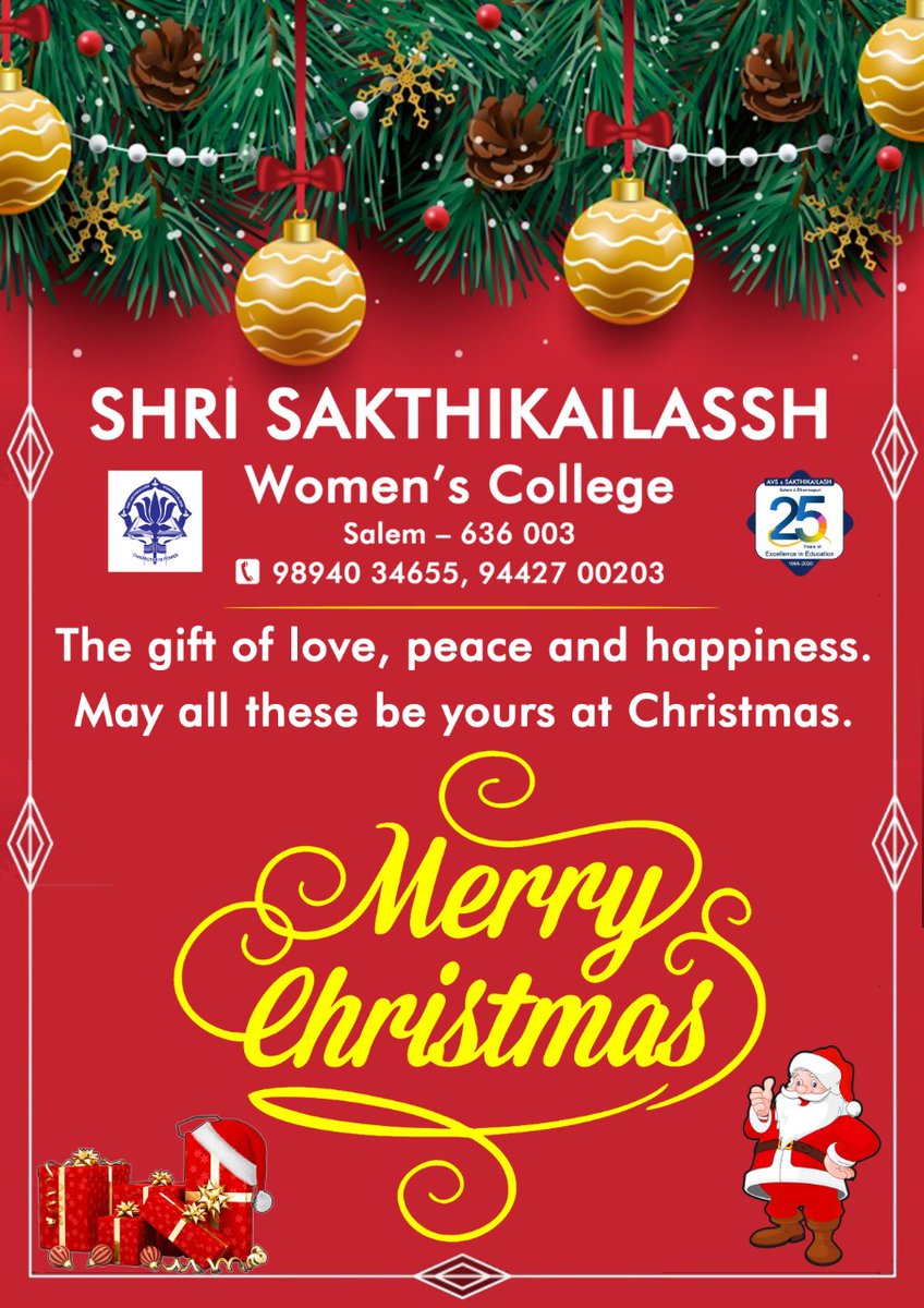 Shrisakthikail2's tweet photo. #MerryChristmas
#Santaclaus
#Christmas
#StudyAtSakthikailassh
#BestWomensCollegeInSalem
#ExcellentPlacementRecords
#GoodInAcademics
#ChampionInSports
#FreeBus
#HitechInfrastructure
#FemaleFacultyTeam
#SafetyAndDiscipline
#WeCreateResponsibleWomen
#StaySafeStayHome https://t.co/T2z28tAutA