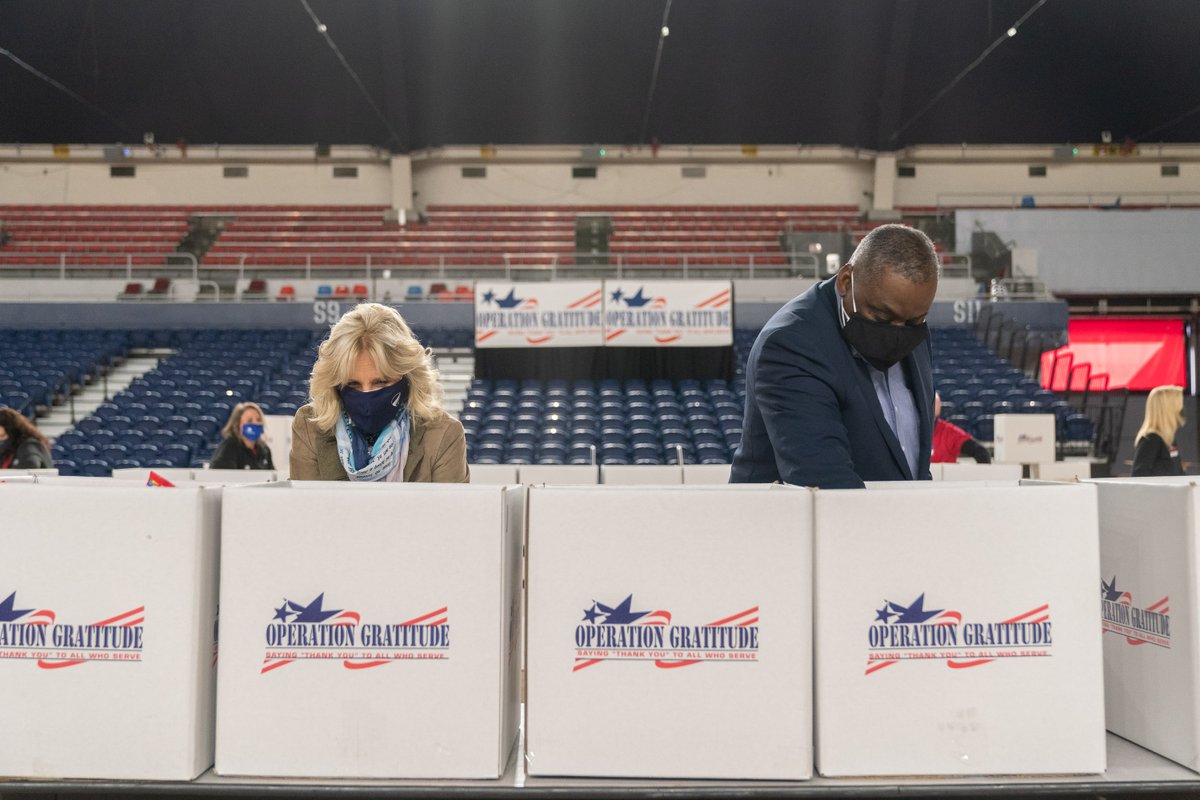 It was a privilege to be able to join @DrBiden earlier this month in putting together care packages for deployed troops and their families with @OpGratitude. May God bless and keep safe all those serving in harm’s way this holiday season.