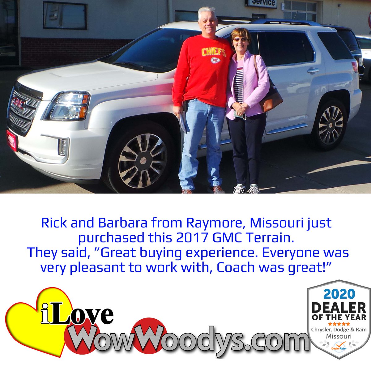 MAGCDJR's tweet photo. Rick and Barbara had a great experience with Coach when buying their GMC Terrain! Congratulations!
https://t.co/b7wexks9V5
#carbuying #usedcars #usedcarsforsale #customerthoughts #customers #reviews #experience #customerphoto #customerappreciation #gmcterrain #gmc https://t.co/GI9JYxmaQ6