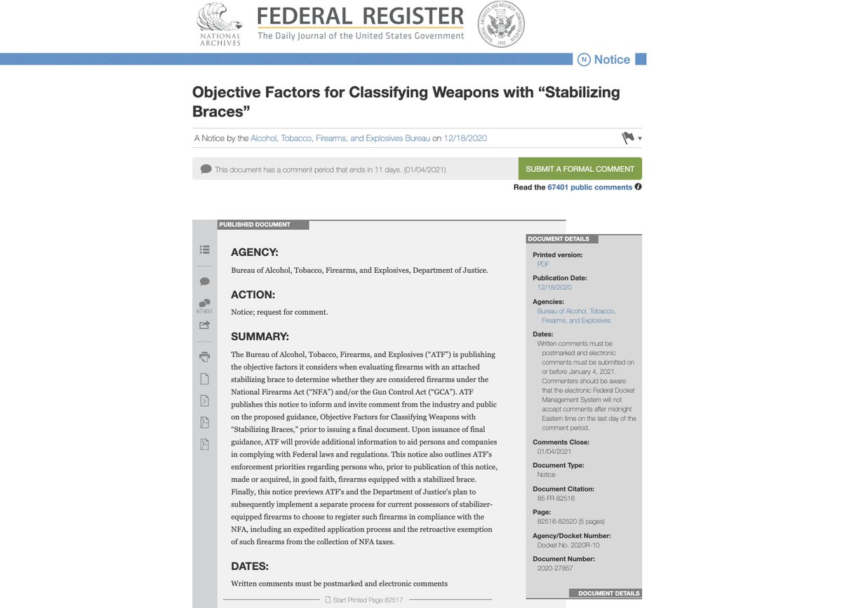 1) EXPLAINER -- ATF ACTIONS re: BRACES (thread): We see many comments suggesting that some view ATF as having stopped/paused/delayed actions re: pistol braces. We think that is a dangerous and likely wrong assumption. Here's why:
