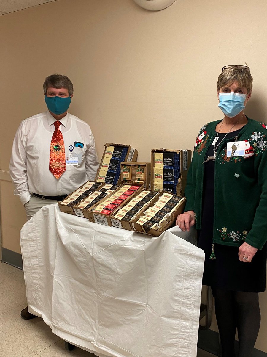 Team Copley gives a loud shout out to <a href="/cabotcheese/">Cabot Creamery Co-operative</a> for the donation of assorted cheese. The donation was in appreciation to our healthcare workers. From our family to yours - Happy Holidays Cabot Creamery!  Enjoy the pics with staff saying "cheese."  #Vermont