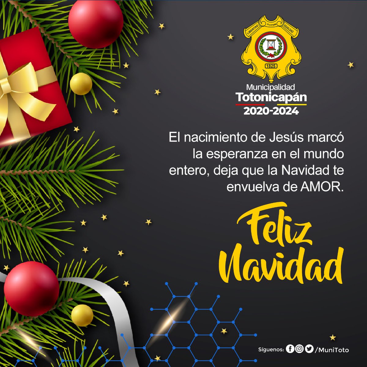 muni_toto's tweet photo. El nacimiento de Jesús marcó la esperanza en el mundo entero, deja que la Navidad te envuelva de amor.
Feliz Navidad
#CuidemosNuestraSociedad https://t.co/zJlxGs2dcV