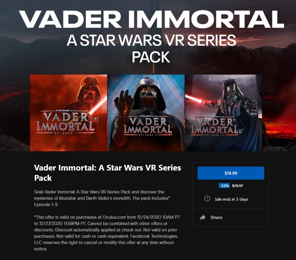 Wario64 on Twitter: "Vader Immortal: A Star Wars VR Series Pack is on Oculus Quest https://t.co/qPcrNxhJFZ https://t.co/LTroawyN7x" / Twitter