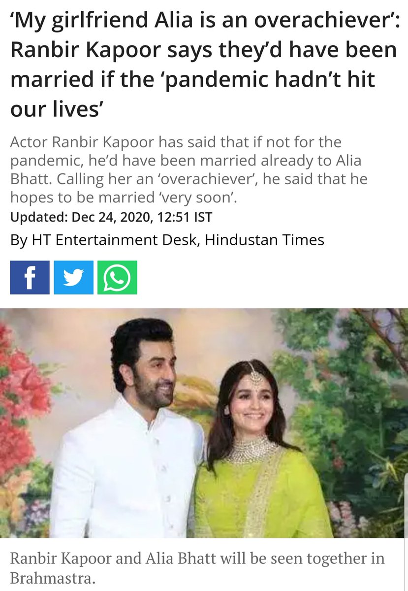 Im_ChasingDream's tweet photo. Wo loog pagal hain jo saach mann rahe ke Ranbir Kapoor ne jo kaha ke "agar Corona na hota toh mein Alia Bhatt se shadi ker chuka hota"
Ye kuch nahi hai. Nepotism aur SSR ke baad ka vabaal ko control kerne ka andaz hai #PRGame
Dono ki sath film arahi Brahmastra https://t.co/pt3k50SvhN