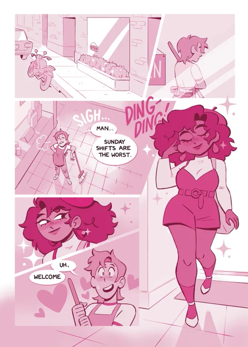 Hopping on the #lesbianartists tag! I'm Amelia and I draw a bunch of gay comics. Thread of some stuff that I've made below ?? 