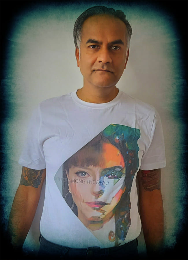 julietlandau's tweet photo. @leopoldroad you look AMAZING in your #APlaceAmongThe Dead T-shirt!!!! We love this picture!!!! #julietlandau #deverillweekes Link for merch & movie tix including Sunday's virtual, worldwide interactive screening event: https://t.co/sWdNkbrvNu https://t.co/ypf6pwNsdq