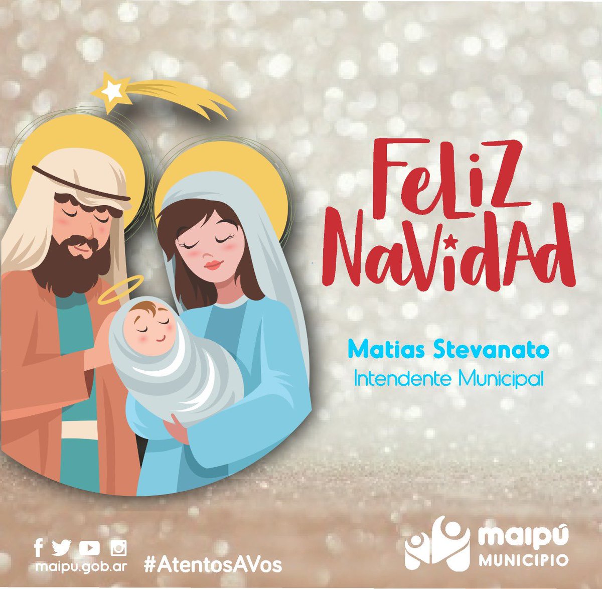 “Alegría, oración y gratitud son las tres actitudes que nos preparan para vivir la Navidad de modo auténtico”. Papa Francisco 

¡Felices fiestas a todos los maipucinos y maipucinas! 👏🏻