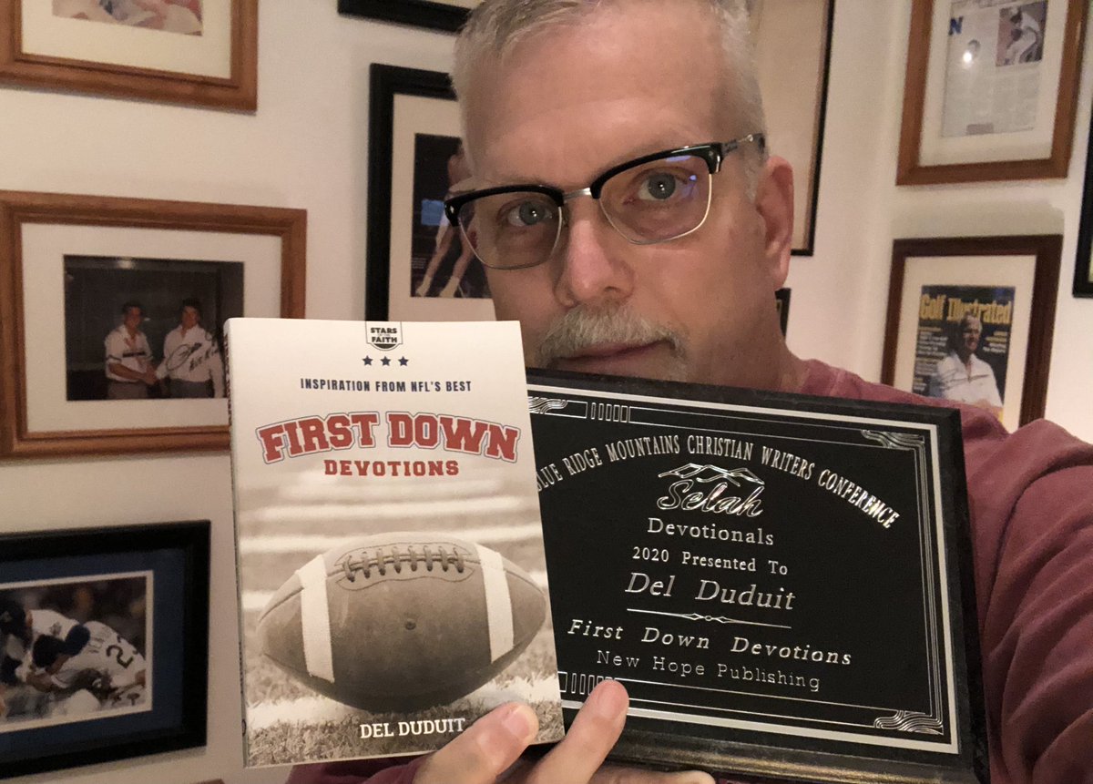 delduduit's tweet photo. I received a wonderful #Christmas gift today — my prestigious #Selah award for first place in the #Devotional category from the @BRMCWC for my book #FirstDownDevotions. 🥇 
#WritingCommunity #author #honored #humbled #amwriting #writerslife #writerslift #blessed @IronStreamMedia https://t.co/GzJKumdKI5