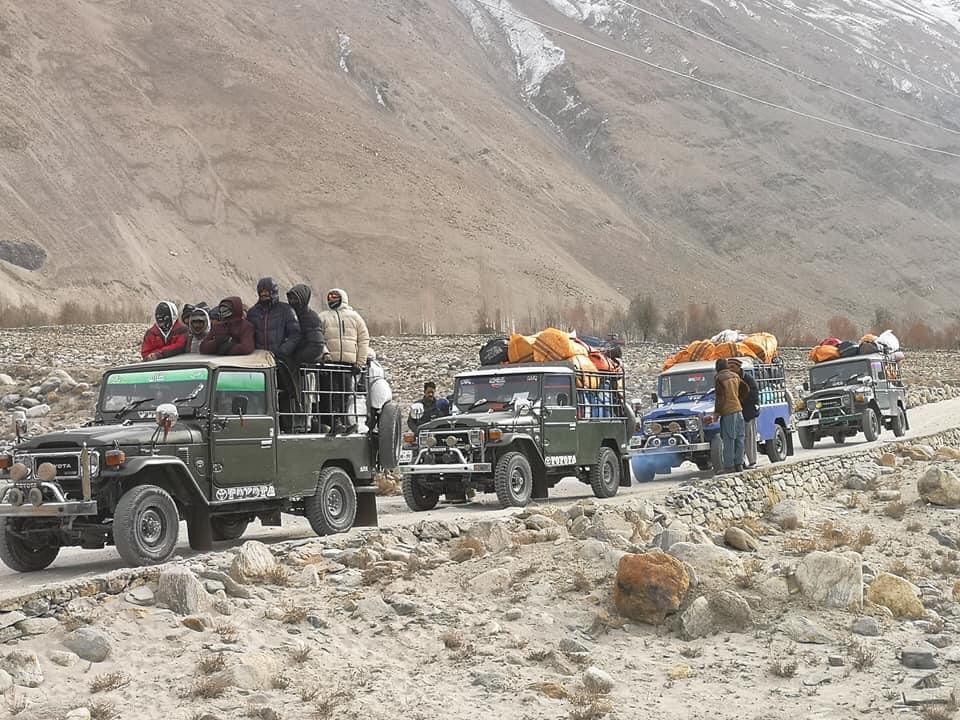 pakistantravelb's tweet photo. #K2Winter 
Today the International expedition team took off from Skardu and officially started the trek to K2 base Camp. They reached camp Jhola 3,184m. #k2winter2020 #k2winterclimb https://t.co/ZtlhXFftfp