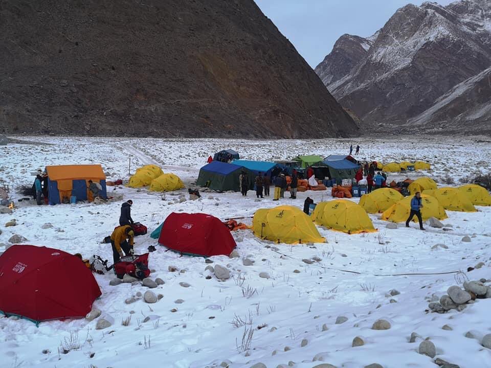 pakistantravelb's tweet photo. #K2Winter 
Today the International expedition team took off from Skardu and officially started the trek to K2 base Camp. They reached camp Jhola 3,184m. #k2winter2020 #k2winterclimb https://t.co/ZtlhXFftfp