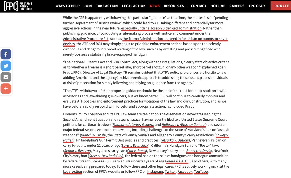 15) That's why we said: "The ATF’s withdrawal of their proposed guidance should be the end of the road for this assault on lawful accessories and law-abiding gun owners, but we know better." STAY PREPARED TO FIGHT THIS.  https://www.firearmspolicy.org/atf-to-issue-guidance-stabilizing-braces