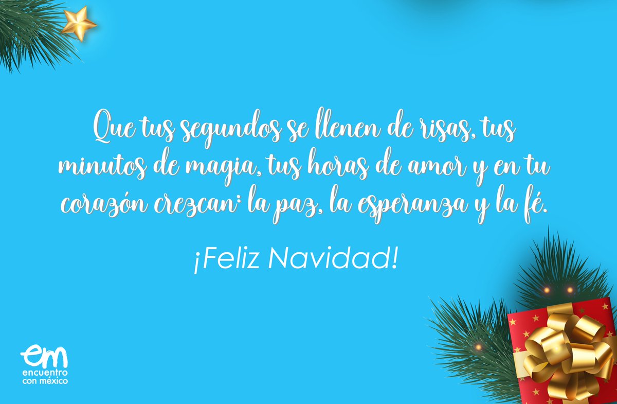 Que tus segundos se llenen de risas y tus minutos de amor en estos días especiales. Felices fiestas.
 
#EM2020 #FelizNavidad