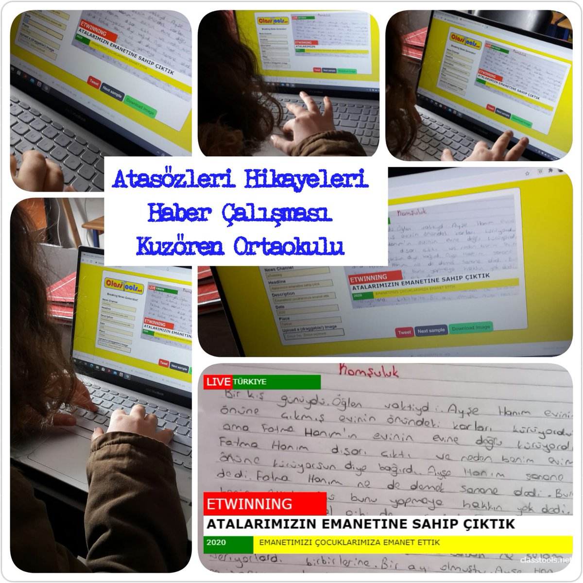 Sadiye Korkut-Kuzören Ortaokulu Yunak/Konya 
Öğrencilerimiz ClassTools aracını kullanarak projemiz için sonuç haberlerini hazırladılar.