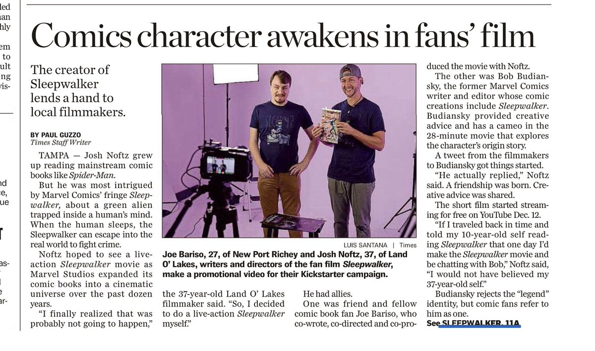 MrvlSleepwalker's tweet photo. Heyyyy! We made the front page!
Thanks @tampabaytimes @FilmTampaBay @BobBudiansky https://t.co/eeMZDyQZOz