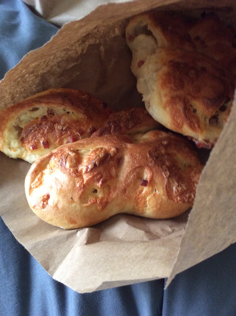 SparkleOfAStar's tweet photo. Surprise Christmas Eve noms for brunch wife brought home!  Ham &amp; cheese croissants and pull aparts.  And an Applicious which is an apple and caramel delight!  Aziraphale would approve &amp; appreciate! #cobbsbread https://t.co/awBLBbKJyI