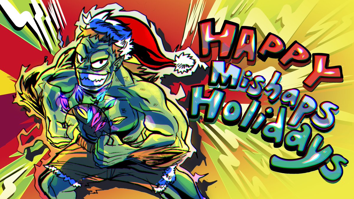 wildmooseking's tweet photo. Happy #MishapsofDan Holidays to you and yours! Take some fresh holiday stickers featuring the main cast of #TheMishapsofDan! Here's Dan, Sakura and Blanka! https://t.co/ZtLcZfusk7
