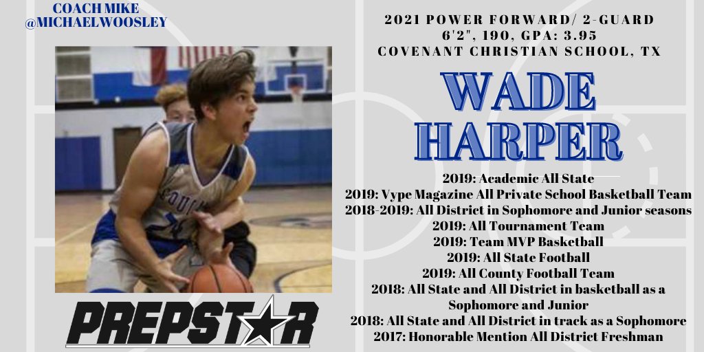 PrepStar has identified <a href="/wade_harper28/">Wade Harper</a> a top prospect for 2021. Harper is a excellent ball handler. Ability to drive both right &amp; left &amp; also has the ability to finish high on the rim with both hands. Shoots with consistency from three-point territory. Exceptional quickness!