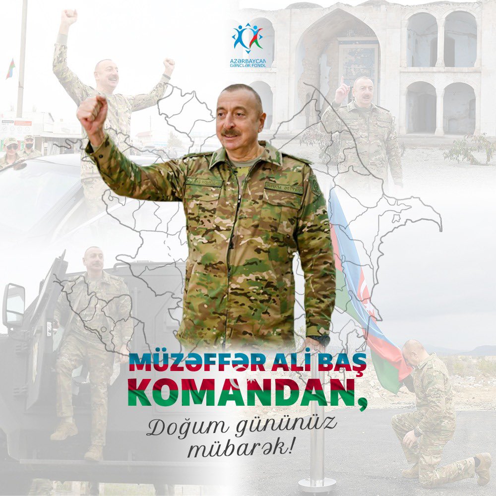 f1rid's tweet photo. İlham Əliyev xalqımızın taleyini dəyişib, Zəfər tariximizi yazan, Qafqaz regionuna davamlı sülh və inkişaf gətirən LİDERdir! 
#BizSizinləGüclüyük #MüzəffərAliBaşKomandan https://t.co/xVlIxYJRCk