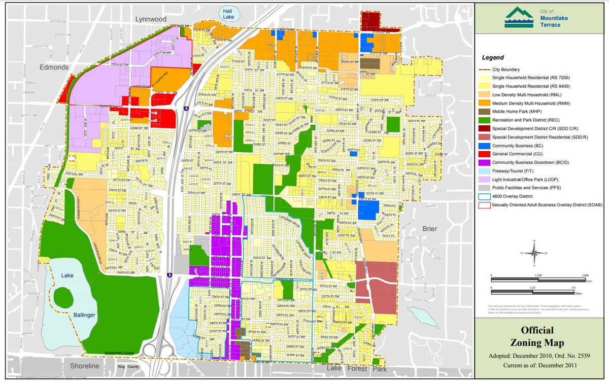 Mountlake Terrace, nearly all single family zoning. 1 home per 7200 sq ft.