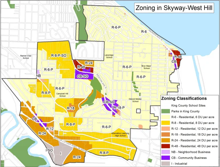 Skyway. Nearly all of it zoned for single family housing, one home per 7200 sq ft