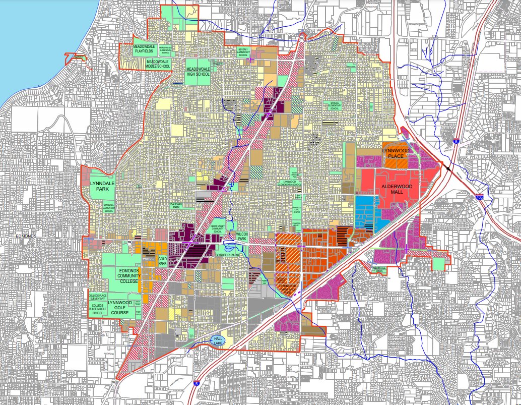 Lynnwood. 80% zoned for 1 home every 7200 sq ft. All density on the arterial (a dangerous urban highway)