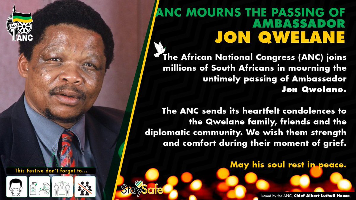 MYANC's tweet photo. @MYANC joins millions of South Africans in mourning the untimely passing of Ambassador Jon Qwelane. #RIPAmbassadorJonQwelane https://t.co/jt3NfGARI1