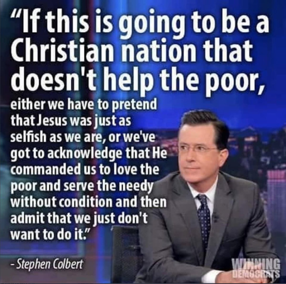 mattknudsen's tweet photo. Here here @StephenAtHome. #goodwilltowardmen https://t.co/nQZasmpLiA
