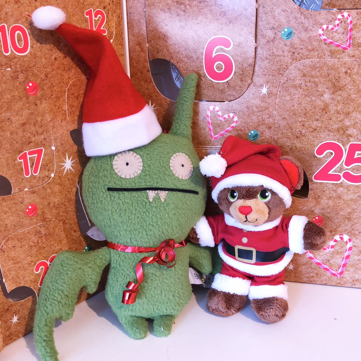 Pascal the bear became Santa Teddy!!!! He’s ready to visit you all tonight, but will wear a mask &amp; use hand sanitiser between each house 😉 
I wonder what will be behind door 25 tomorrow?