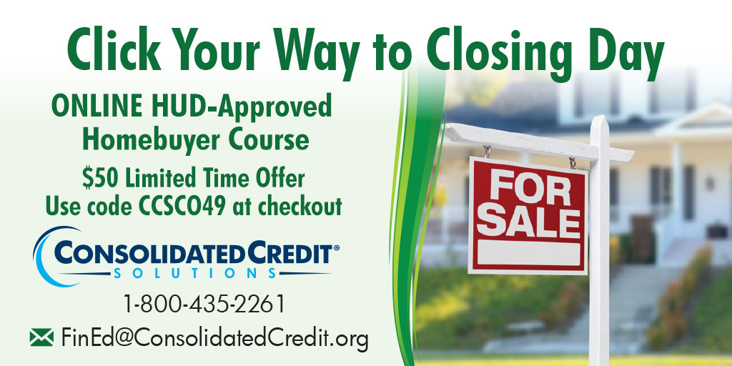 ConsolidatedUS's tweet photo. 🎁 Gift yourself/someone you know this $50 limited time #ONLINE #HUDApproved Homebuyer Course.
🏡 Certificate received upon completion helps qualify for #DownPayment & #ClosingCost assistance programs offered to #FirstTimeHomebuyers: https://t.co/FVMrKVYoVW
#renters #mortgage https://t.co/Jnjln9NOdr