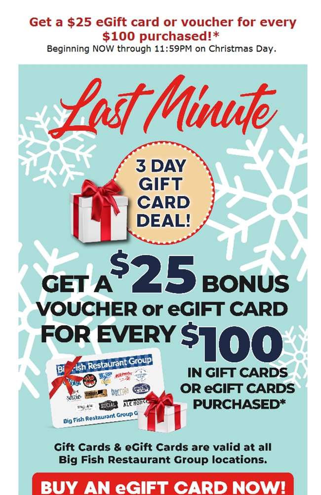 ??It's Never Too Late for a Big Fish Gift Card! bit.ly/3przGix