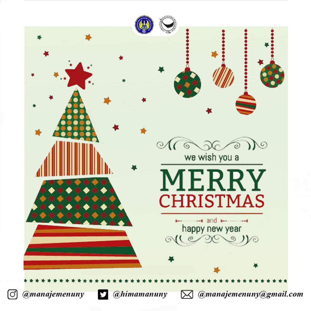 🎄 Selamat Hari Raya Natal 🎄

Hima Manajemen UNY mengucapkan Selamat Hari Raya Natal untuk seluruh umat yang merayakan. 

Semoga Natal tahun ini dipenuhi dengan anugrah kedamaian, karunia kebahagiaan, serta menjadi berkat untuk semuanya 🙏🏻

#manajemenuny