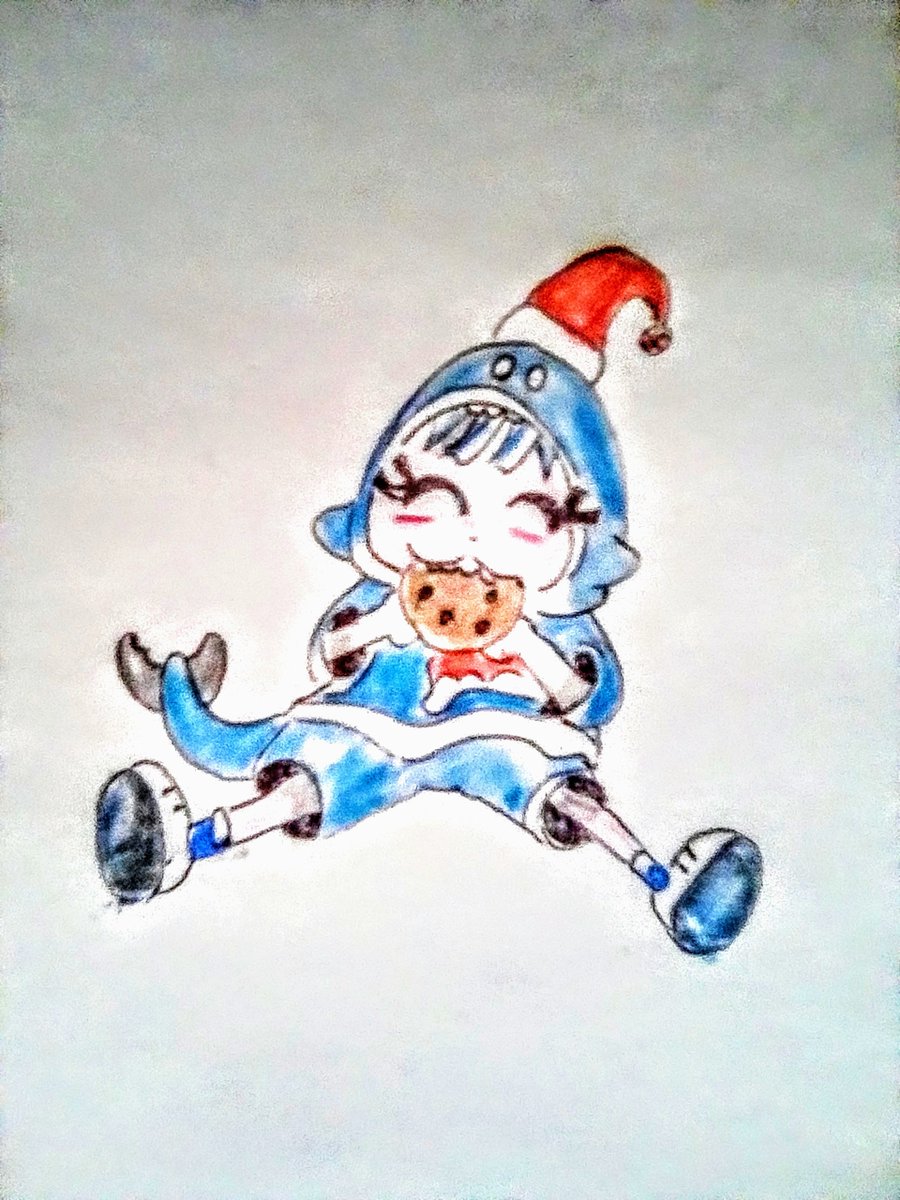 iLeekU1's tweet photo. On the first day of #shrimpmas Gawr Gura brought to me one tasty cookie 🍪 She ate it later. #gawrt #gawrgura #gawr_gura #samechan #gurart #chumbuds https://t.co/KVCD8dqm53