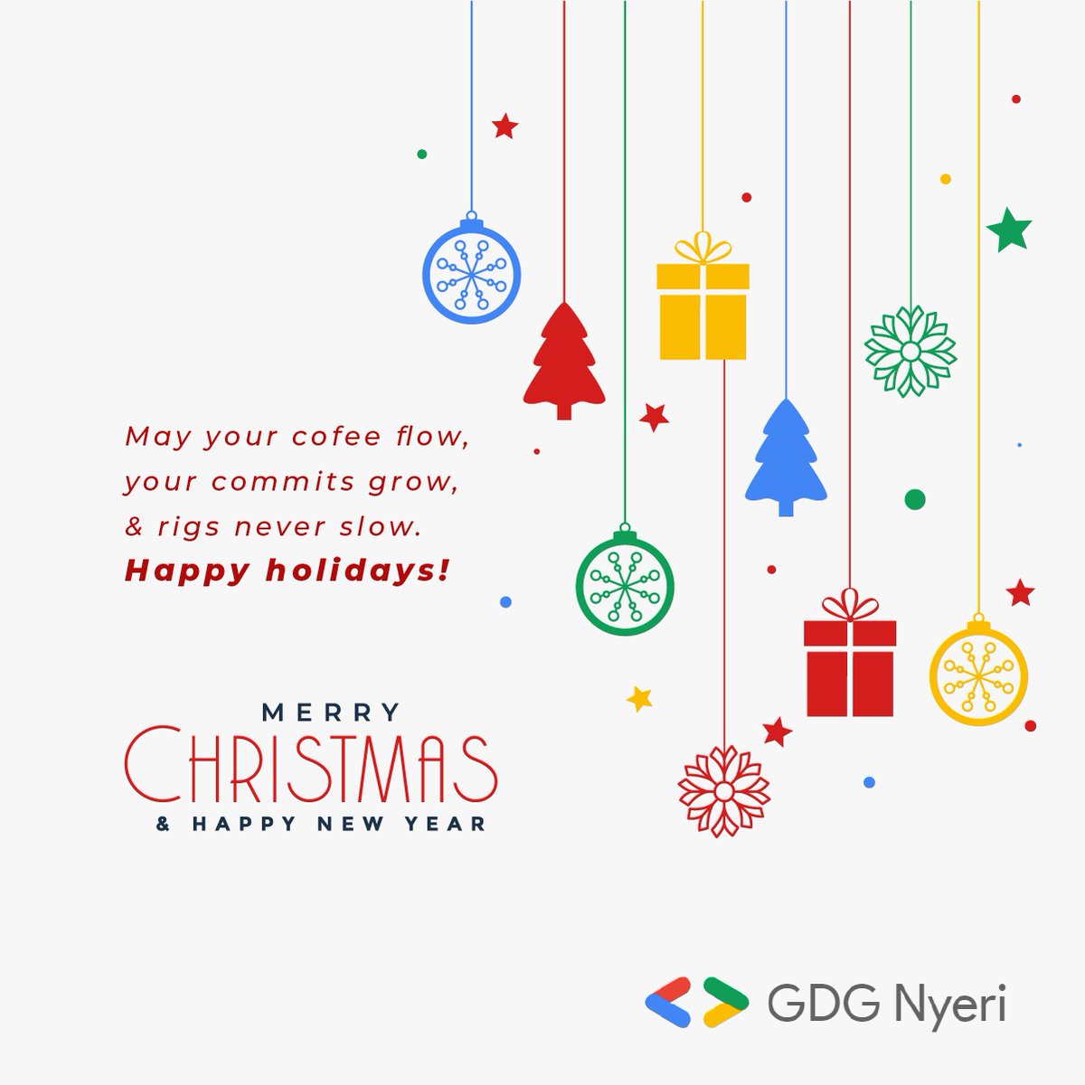 ReubenKihiu1's tweet image. A Merry Christmas from us here at @GDG_Nyeri @GdgnyeriC !

We are back, Bigger &amp;amp; Better (More on that later)

Happy Coding, Happy Growing! 

#GDGSSA
@aniediudo 
@gdg