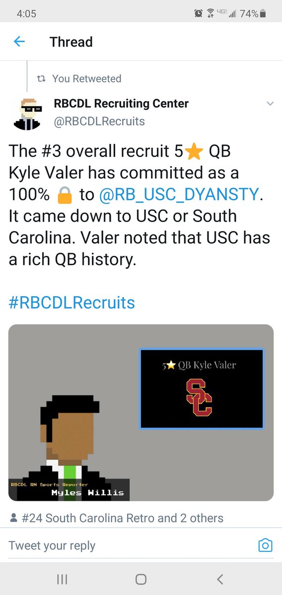 FeverStatTrak's tweet photo. Kyle Valer journey to the @RBNFL_Commish starts now. From the #3 overall Recruit 5⭐ QB to the most Prolific QB at USC. Has now offical Declared for the RBNFL Draft. @RetroToddMcShay @RB_HSL @RBCDLRecruits https://t.co/K8R1JRgPPE