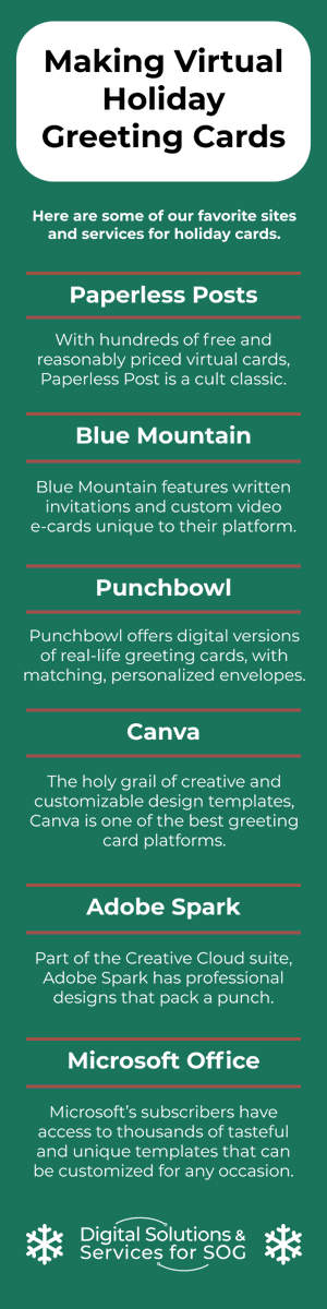 sogds3's tweet image. Virtual greeting cards are a great option for organizations that want to spread holiday cheer without spreading COVID-19. Here are some of our favorite sites and services: