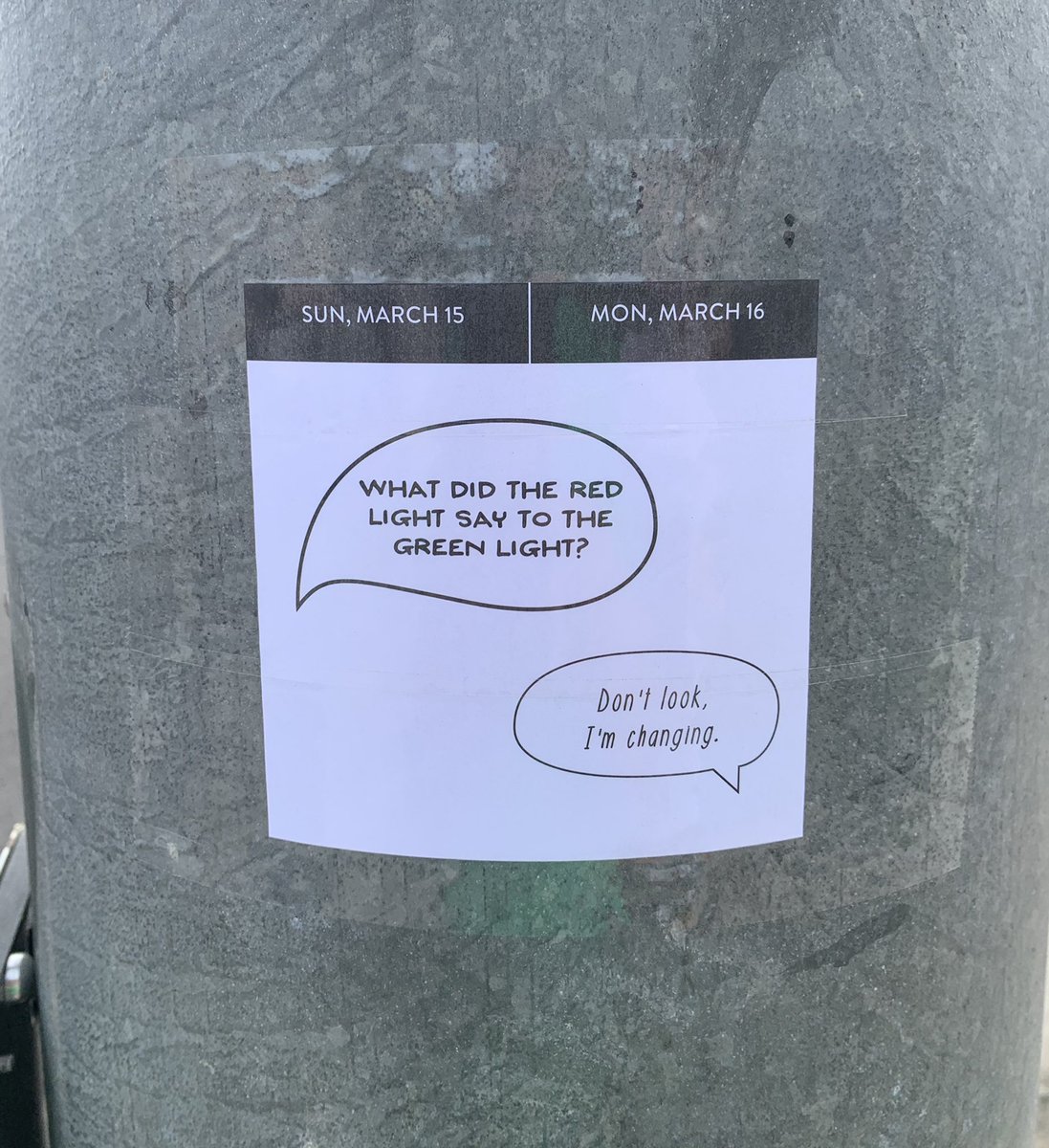 CareyAnd72's tweet photo. Day 2: Puns in the Wild. Same deal as yesterday. 

#puns #lookbothwaysbeforeyoucrossthestreet 
#$5 https://t.co/pFgO8OjOq6
