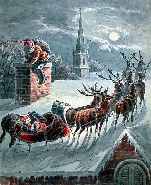 'Twas the night before Christmas, when all thro' the houseNot a creature was stirring, not even a mouse;The stockings were hung by the chimney with care,In hopes that St. Nicholas soon would be there…(pic= http://www.americanantiquarian.org/Exhibitions/Christmas/mcloughlinedition.htm, 1896)