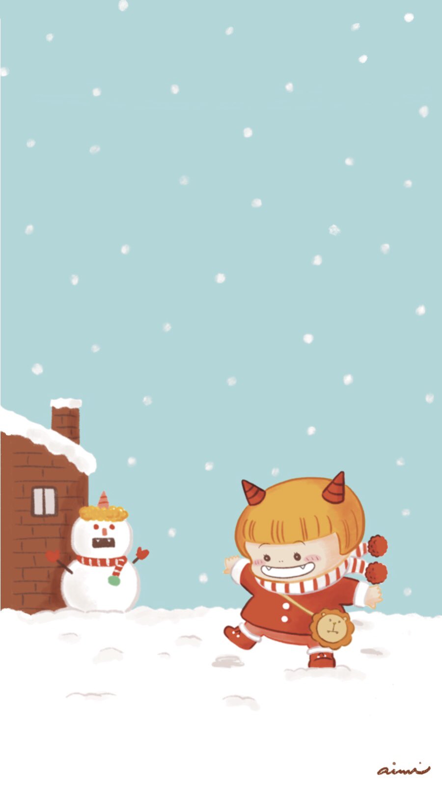 تويتر 原あいみ イラストレーター على تويتر 毎月25日はにこちゃん応援day 今月はちょうどクリスマスなのでスマホ用壁紙 をプレゼント クリスマス柄ではないので 寒い間は長く使えますよ よろしければ初めての雪にはしゃぐにこちゃんを毎日連れて歩いてやって