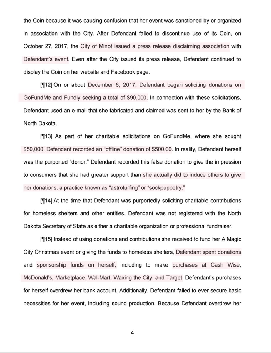 So  @SidneyPowell1 used this woman?Terpsichore “Tore” Maras-Lindeman “A Magic City Christmas,” alleged violations of the consumer fraud laws & charitable solicitation lawsMaras-Lindeman in fund-raising solicitations for a holiday concert supposedly to benefit charities in Minot“